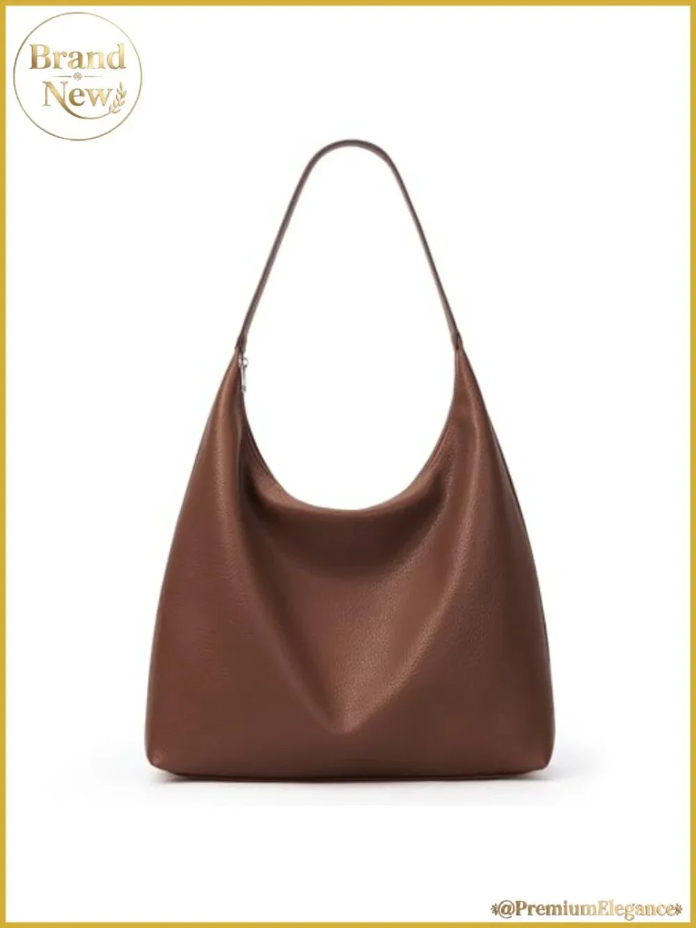 Slouchy Tote Bag Vegan Leather Crescent Hobo Zipper Shoulder Bag
